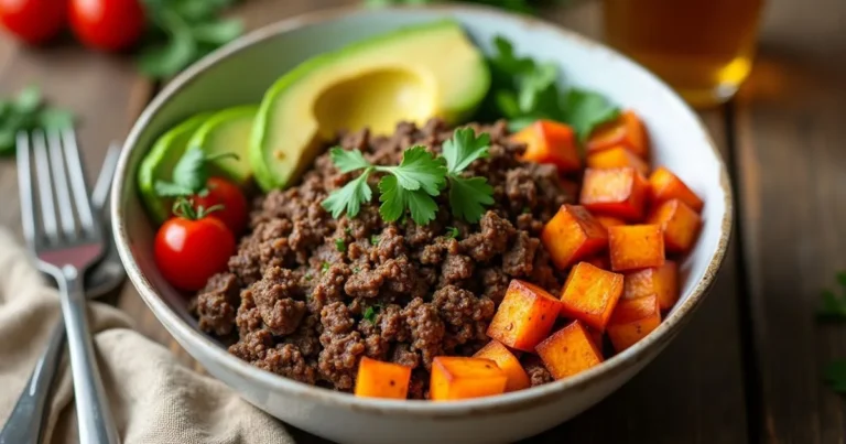 ground beef and sweet potato bowl