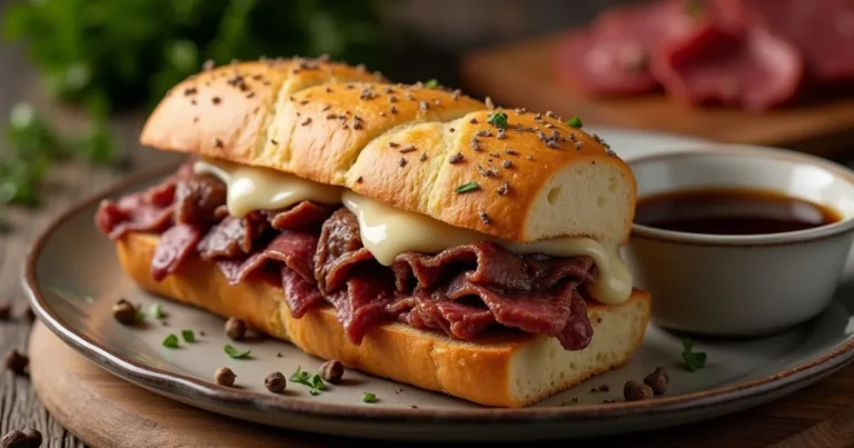 french dip with shaved beef
