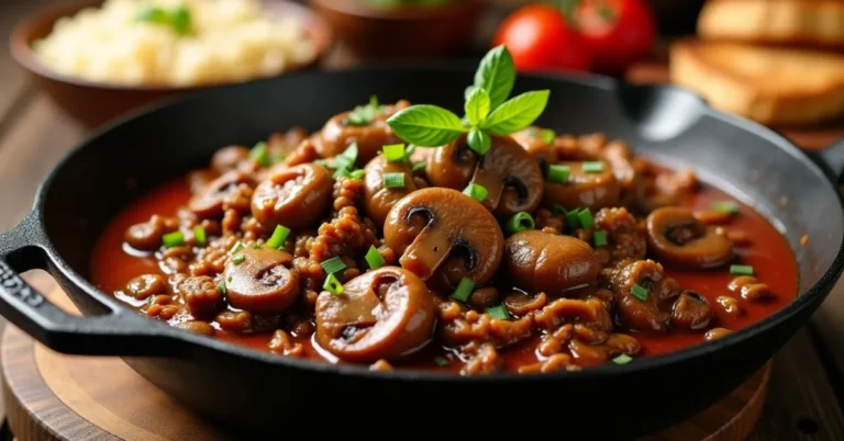 Minced Beef Mushroom Dish